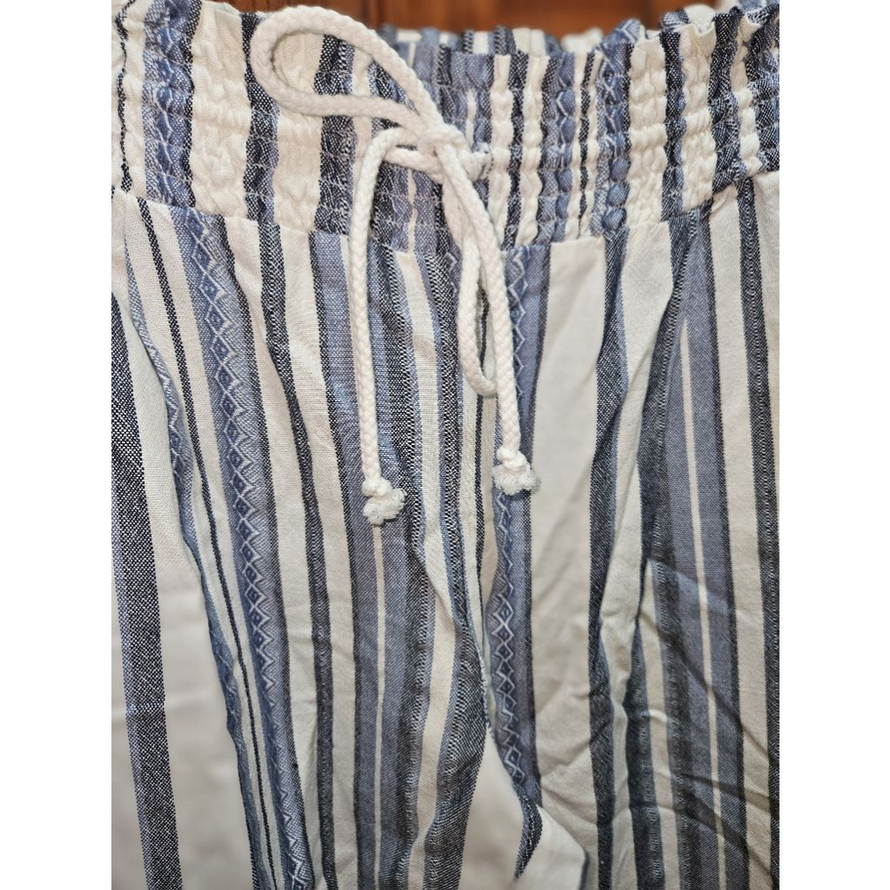 Almost Famous Medium Knit Pull On Elastic Waist Striped Drawstring Pants New - Picture 5 of 9